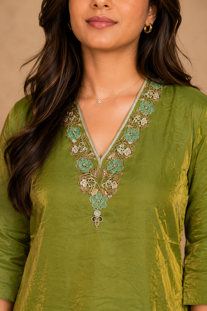 Gulmohar olive co-ord set