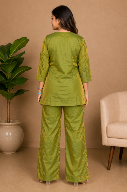 Gulmohar olive co-ord set